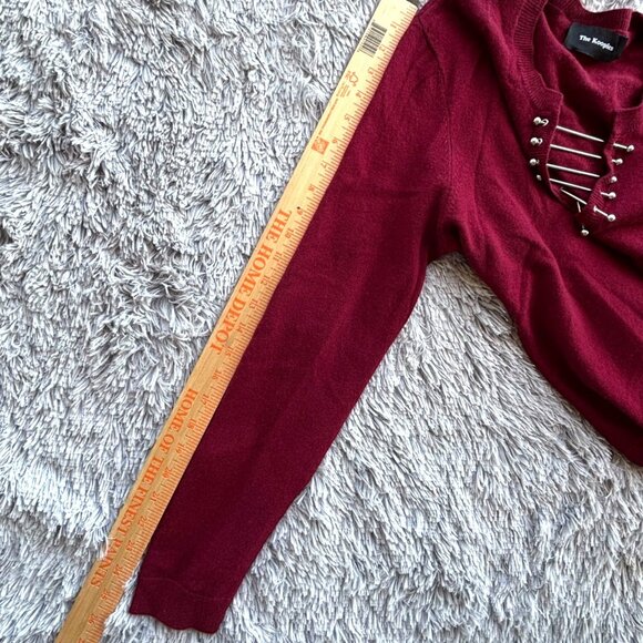 The Kooples Cashmere and Wool V-Neck Sweater 3 M/L Bar Hardware Goth Punk M L - Picture 12 of 13